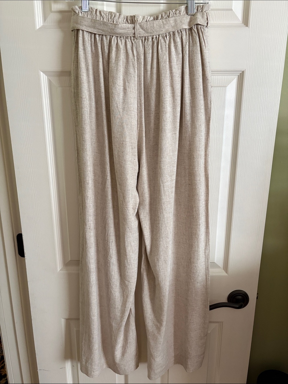Linen and viscose blend paper bag wide leg pants. Great Fall color & Size medium - Picture 7 of 10